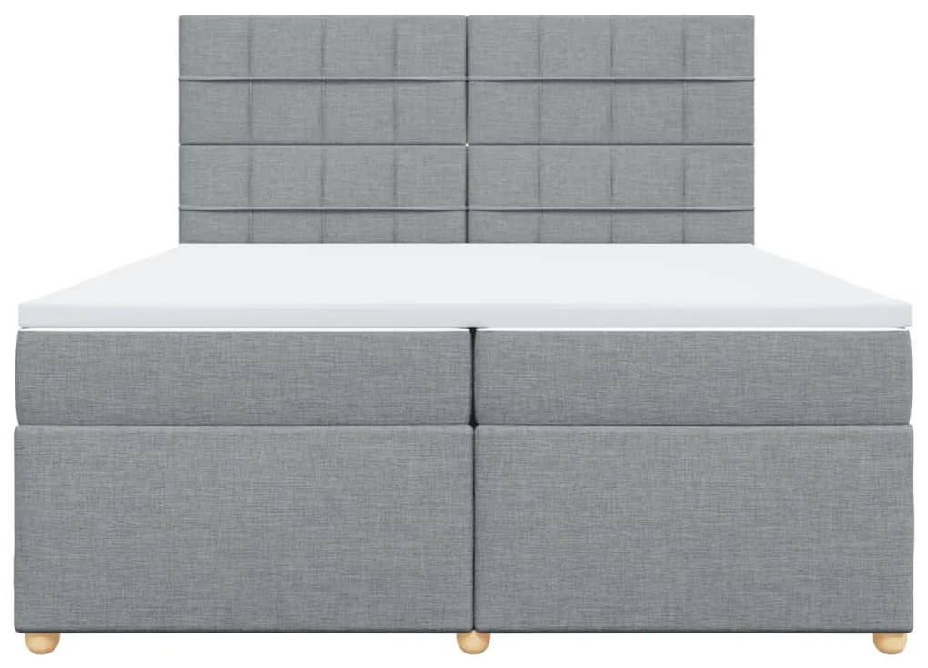 Cama com molas/colchão 200x200 cm tecido cinza-claro
