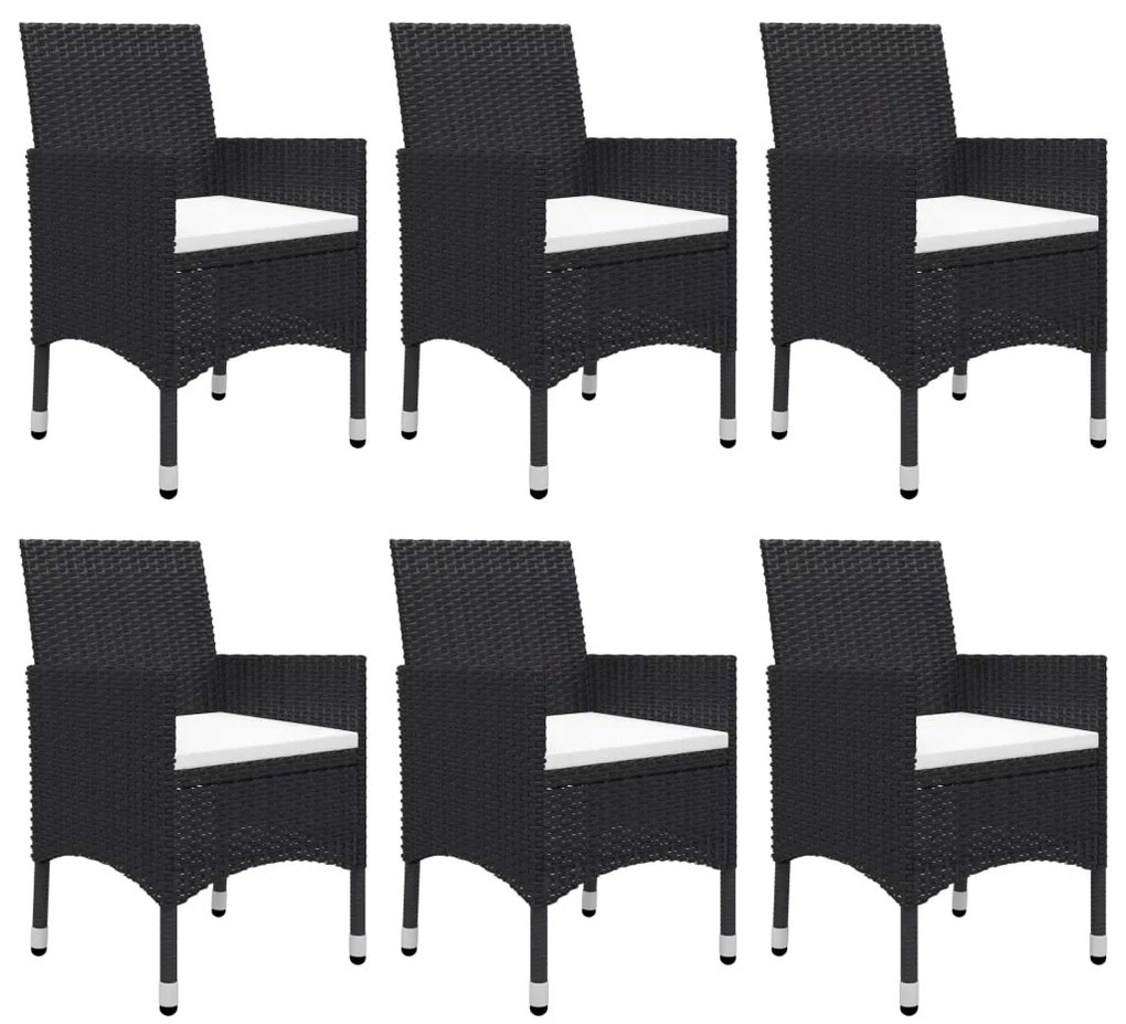 7 pcs conjunto de jantar para jardim preto