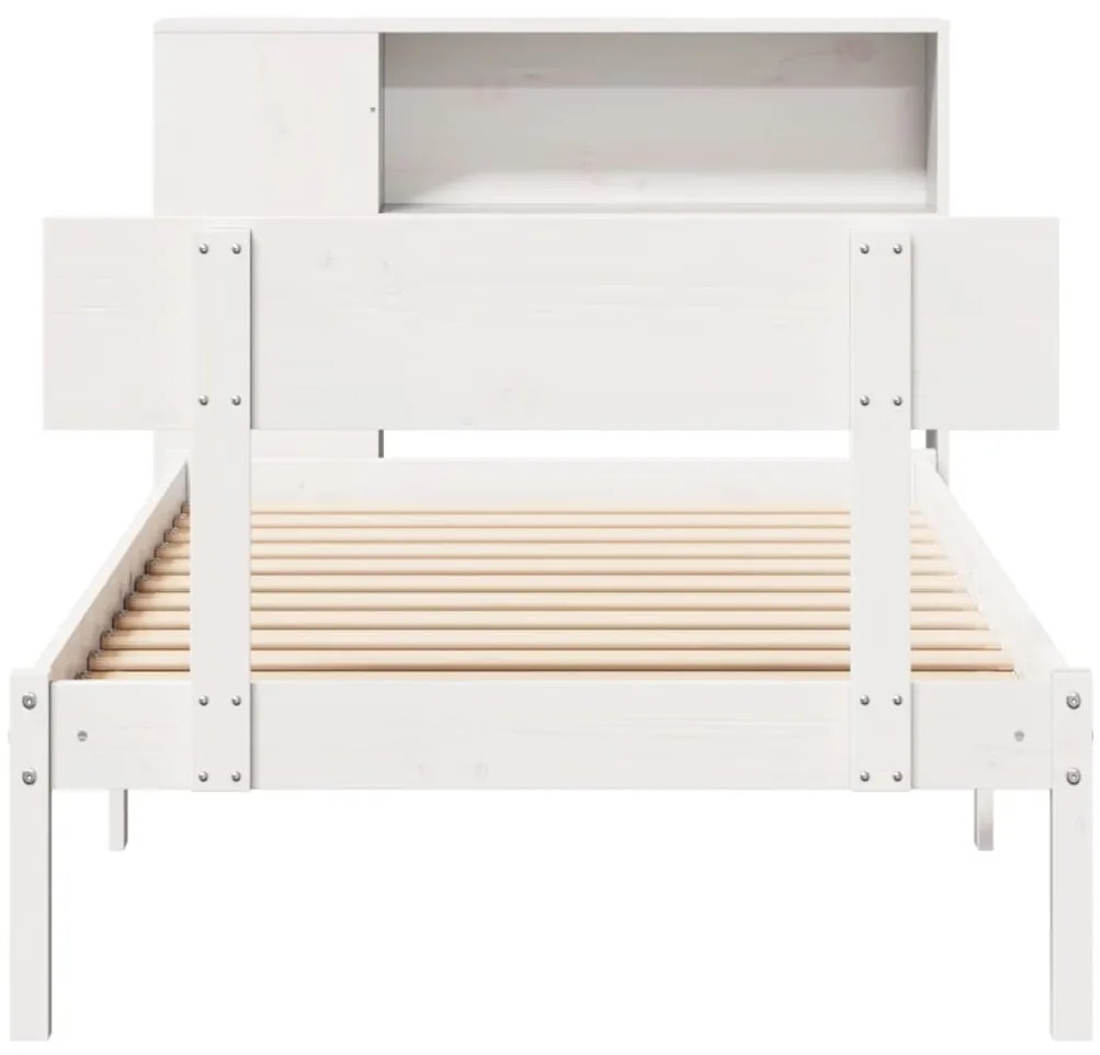 Cama com estante sem colchão 90x200 cm pinho maciço branco