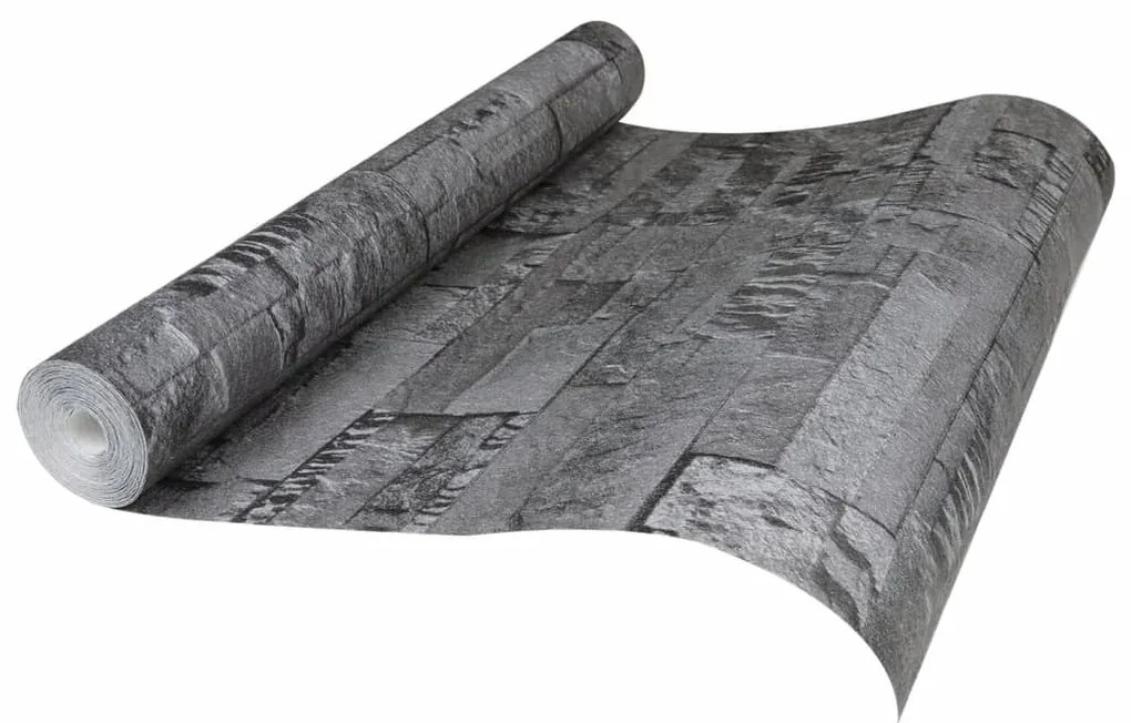 Papel parede 3D c/ aspeto de pedra 10x0,53 m não-tecido preto