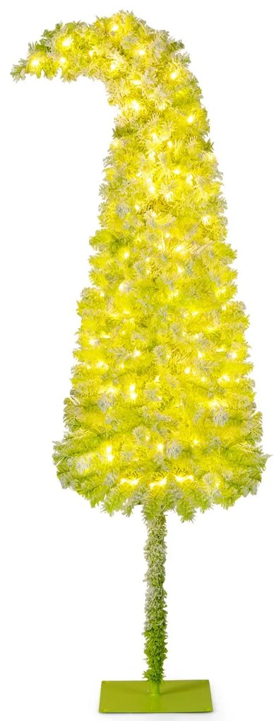 Árvore de Natal Fantasiosa de 210 cm Topo Flexível Artificial com Luzes (DECORAÇÃO NÃO INCLUIDA) para Festas e 366 Pontas de Galhos Verdes