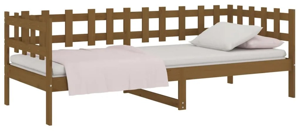 Sofá-cama 90x200 cm madeira de pinho maciça castanho mel