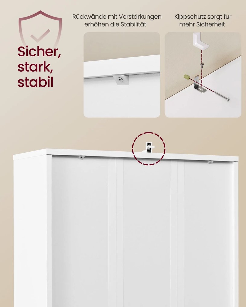 Estante com 5 prateleiras e porta, 60 x 24 x 145,9 cm Branco