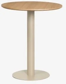 Mesa De Bar Redonda Em Mdf Xiren Ø70 Cm & Castanho Madeira Natural - Bege Tapioca - Sklum