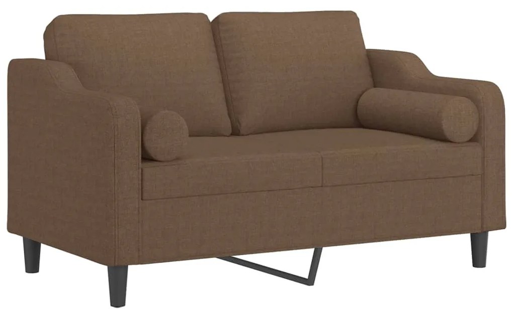 Sofá 2 lugares + almofadas decorativas 120 cm tecido castanho