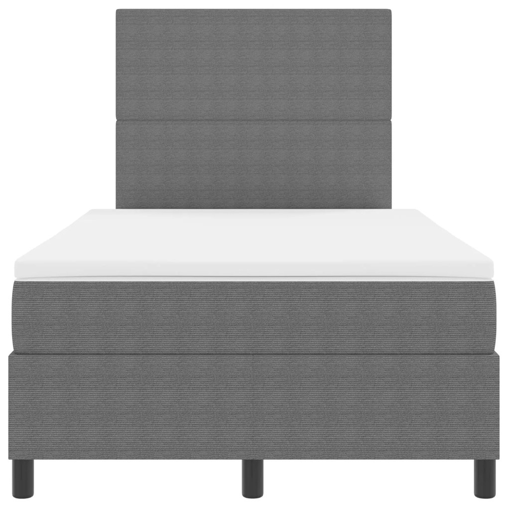 Cama Box Spring com Colchão Cinza Claro 120x200 cm Tecido de Corduroy