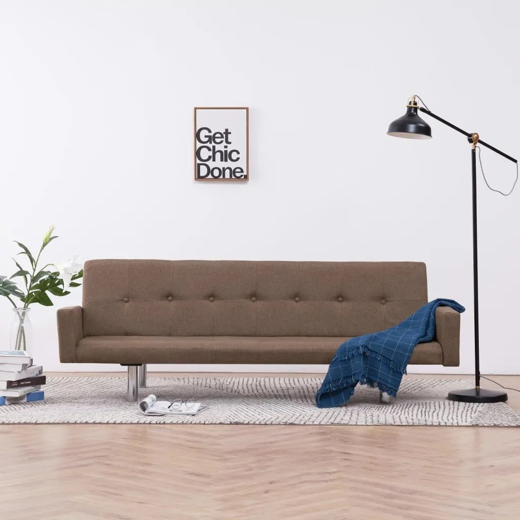 Sofá-Cama Luppin em Tecido - Castanho - Design Moderno