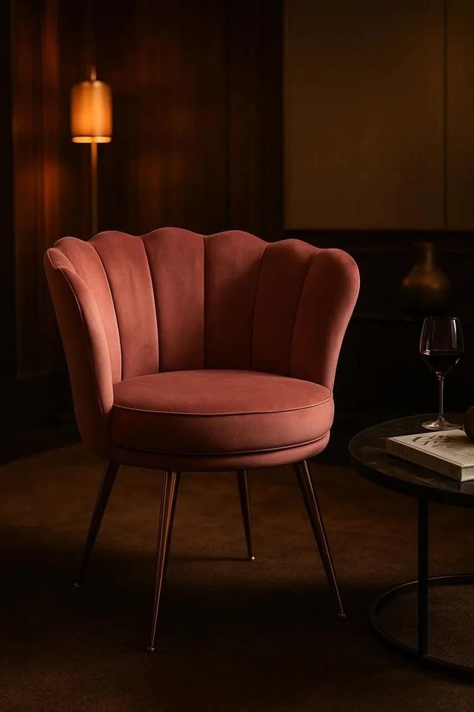 Cadeira Dunsa Golden Veludo - Rosa