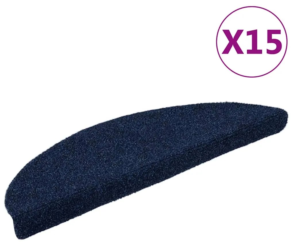vidaXL Tapetes escada autoadesivos 15pcs 56x17x3cm azul-marinho