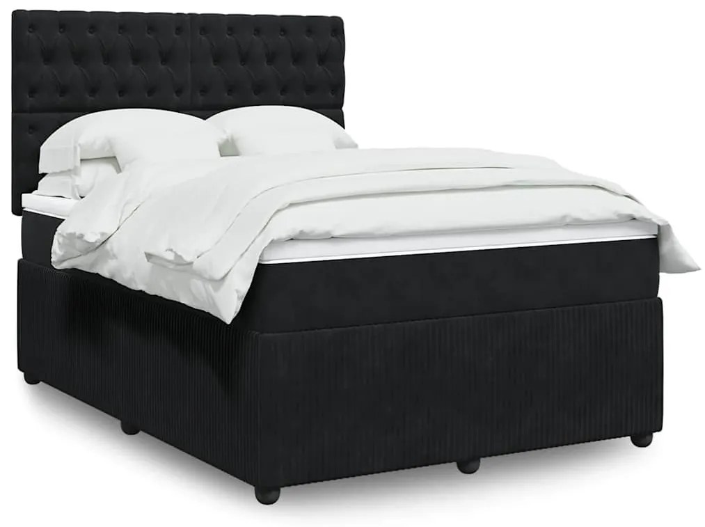 vidaXL Cama com molas/colchão 140x190 cm veludo preto