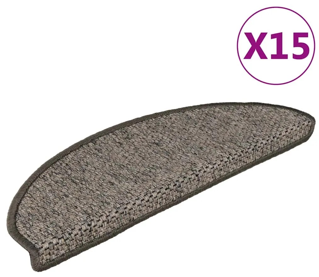 vidaXL Tapetes escada adesivos aspeto sisal 15 pcs bege/castanho