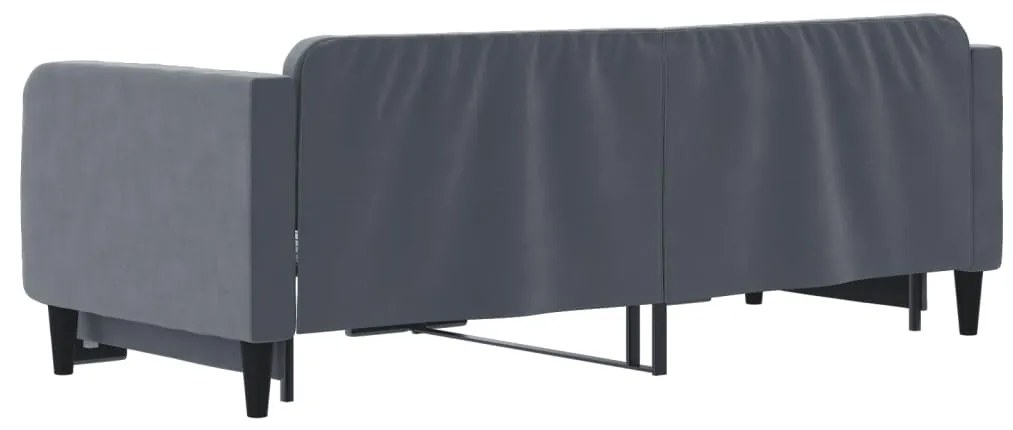 Sofá-cama com gavetão 90x200 cm veludo cinzento-escuro