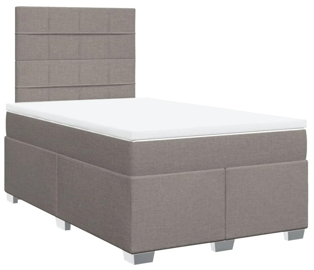 Cama boxspring c/ colchão 120x190cm tecido castanho-acinzentado