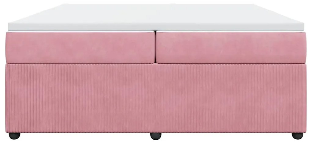 Cama com molas/colchão 200x200 cm veludo rosa