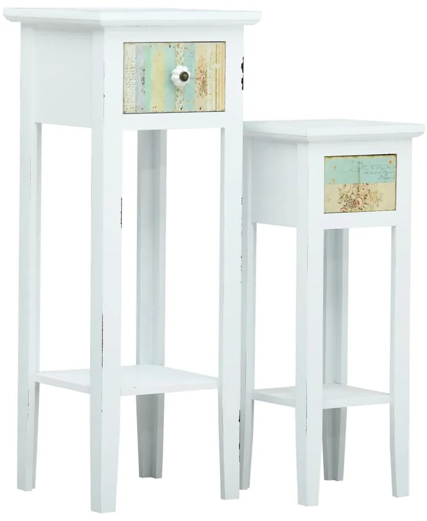 vidaXL Conjunto mesas de apoio 2 pcs MDF branco