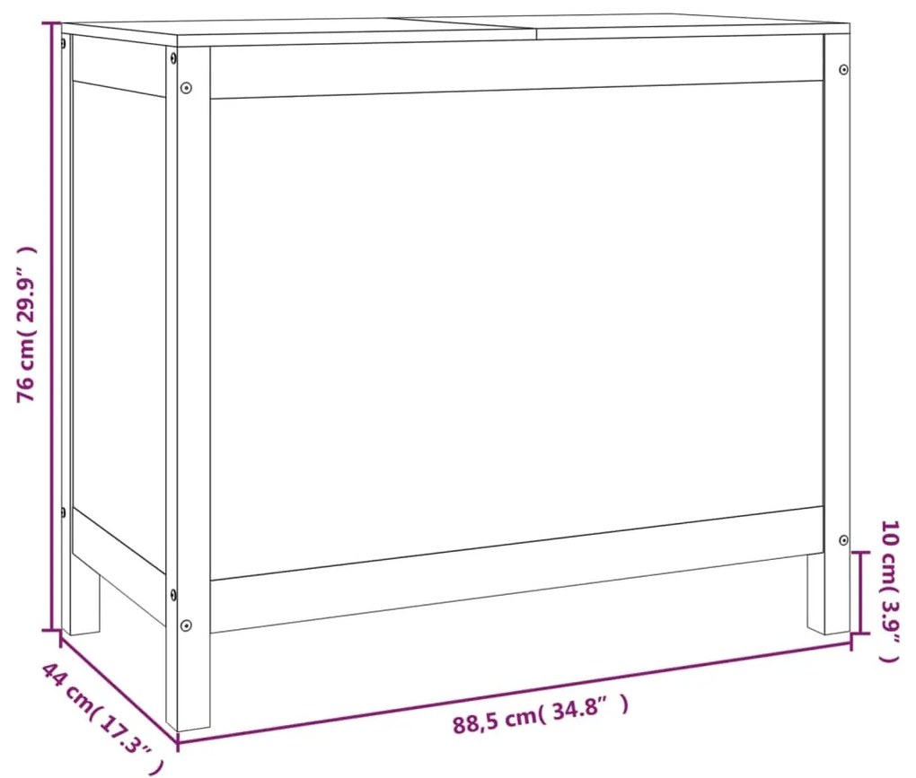 Caixa para roupa 88,5x44x76 cm madeira de pinho maciça cinzento