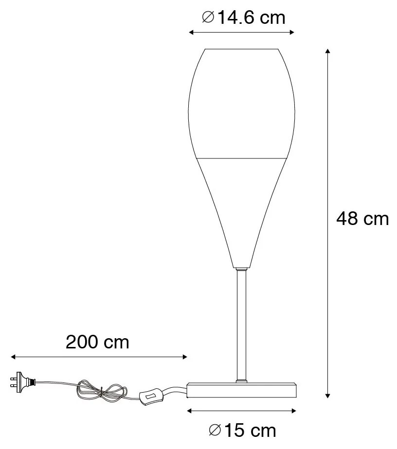 Candeeiro de mesa moderno dourado com vidro âmbar - Drop Moderno