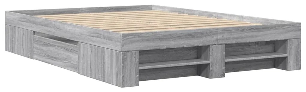 Estrutura de cama 135x190 cm derivados de madeira cinza sonoma