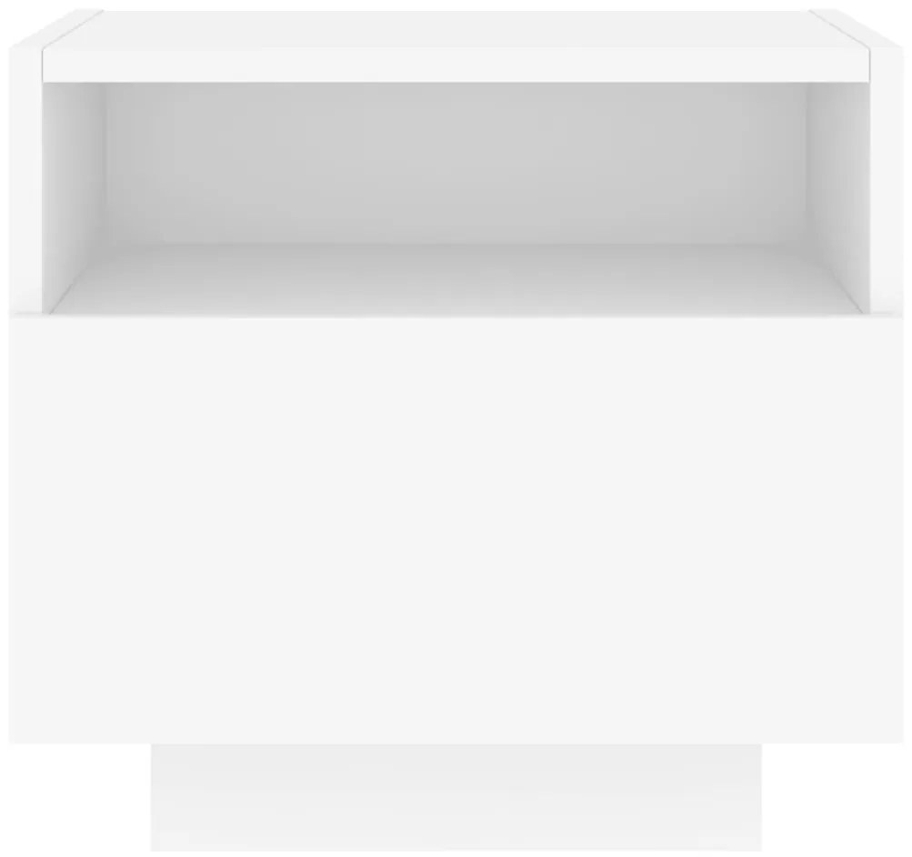 Mesa de cabeceira com luzes LED 40x39x37 cm branco