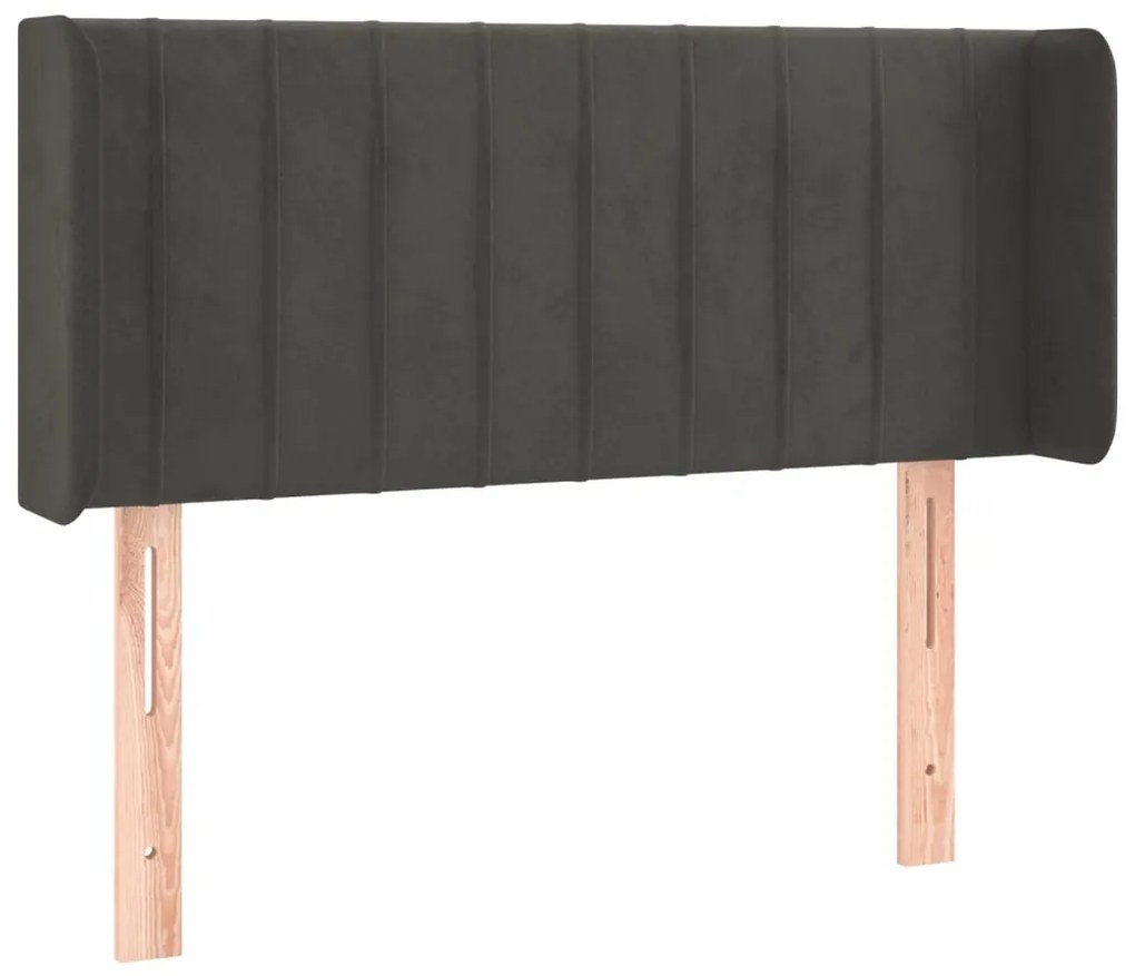Cabeceira cama c/ luzes LED veludo 93x16x78/88cm cinza-escuro