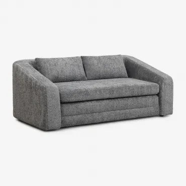 Sofá-cama De 2 Lugares Em Tecido Bouclé Dalila Bouclé Antracite Cinzento - Sklum