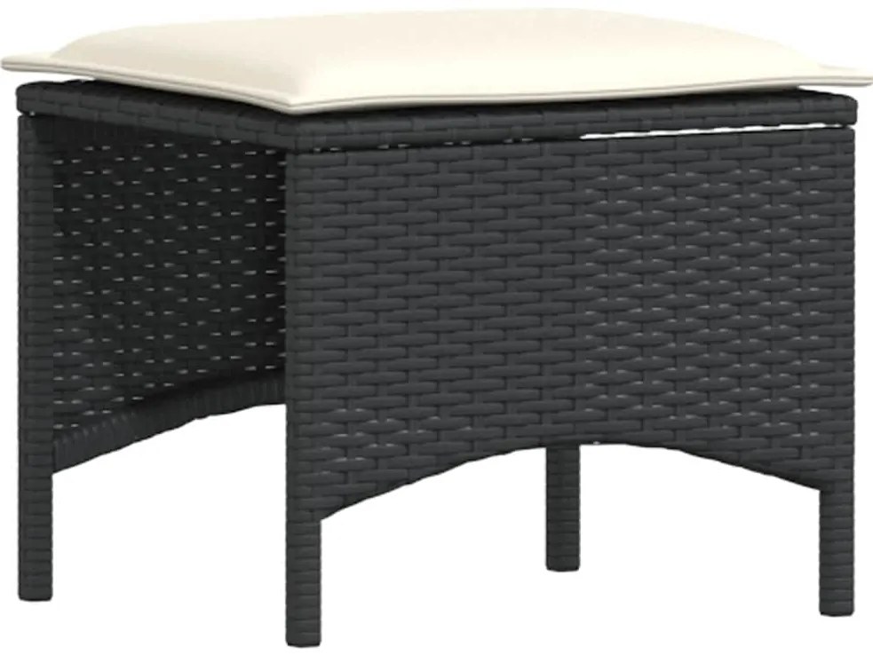3 pcs conjunto de jantar p/ jardim c/ almofadões vime PE preto