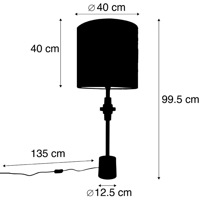 Candeeiro de mesa bronze com abajur de veludo design de borboleta 40 cm - Diverso Art Deco