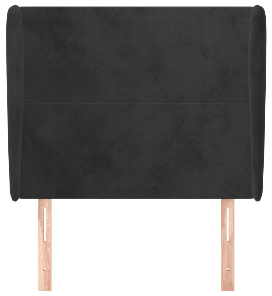 Cabeceira de cama c/ abas veludo 83x23x118/128 cm preto
