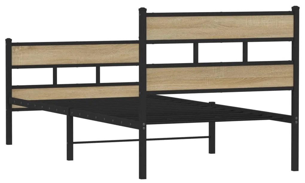 Estrutura de cama sem colchão 100x200 cm metal carvalho sonoma