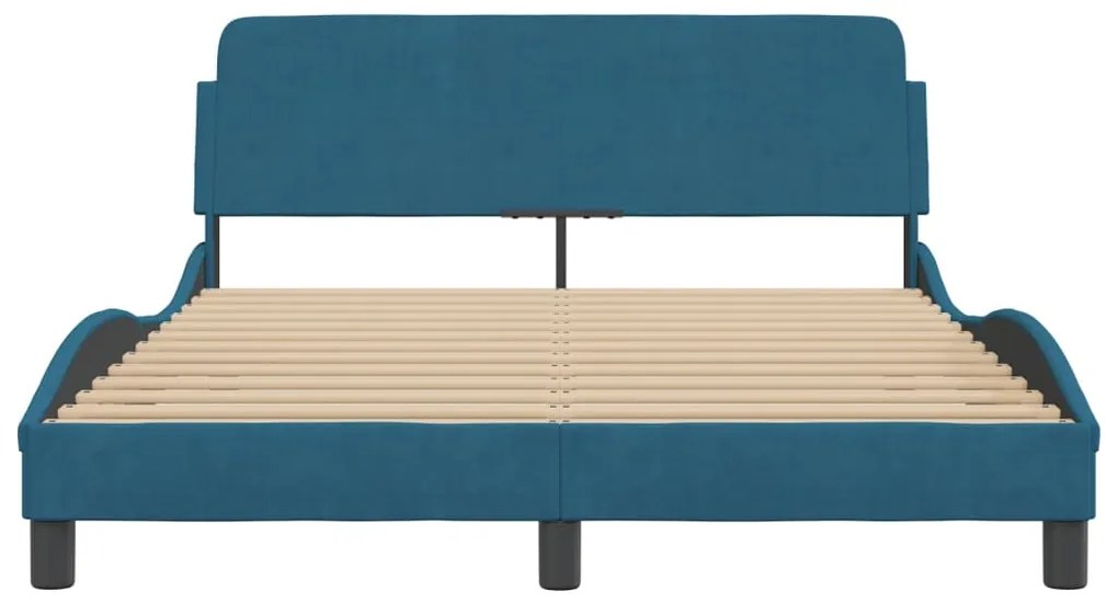 Estrutura de cama c/ cabeceira 140x200 cm veludo azul