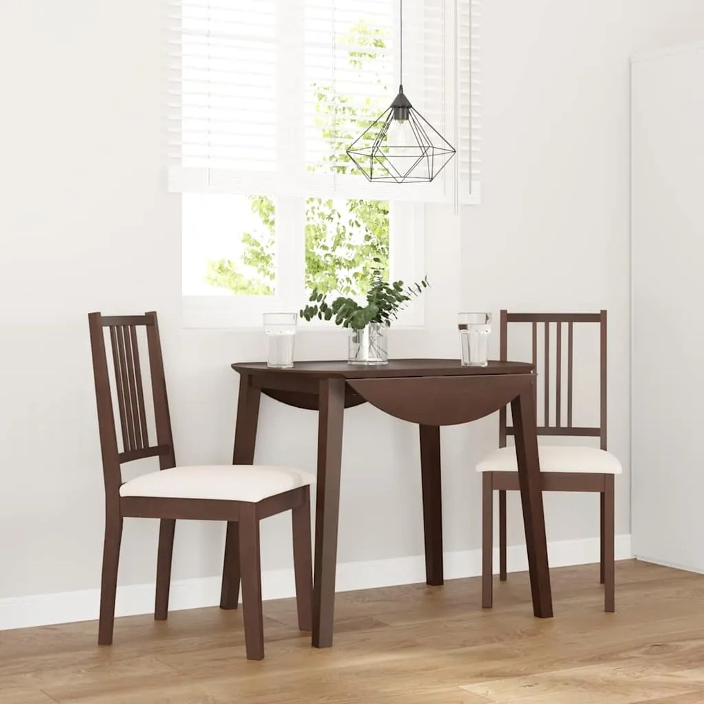 Cadeiras de jantar com almofadões 2 pcs madeira maciça castanho