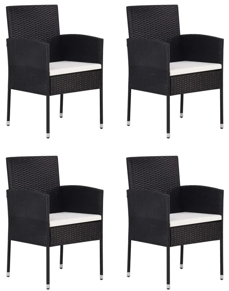 5 pcs conjunto de jantar para jardim vime PE preto