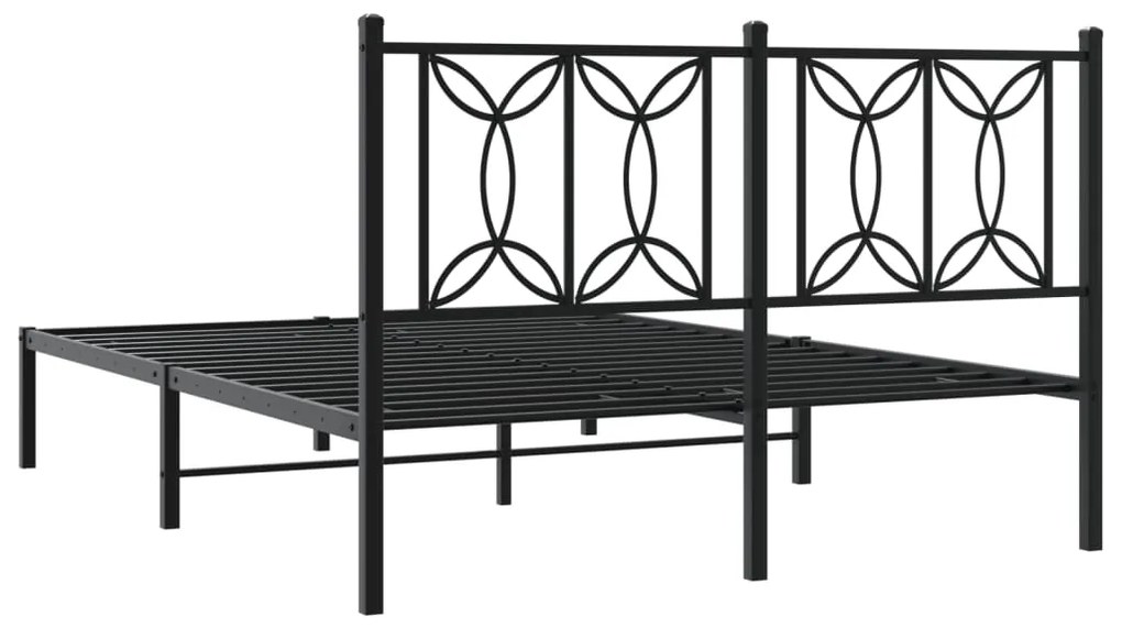 Estrutura de cama com cabeceira 135x190 cm metal preto