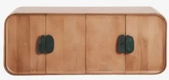 Conjunto De Móvel De Casa De Banho Dupla Suspensa 130x45 Cm Em Madeira De Manga E Pedra Natural Kivalina Mármore Verde Udaipur - Madeira - Sklum