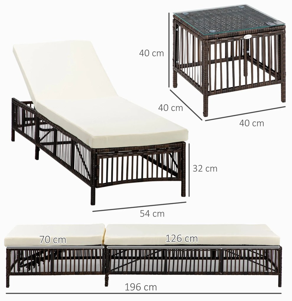 Conjunto de 2 Espreguiçadeiras de Jardim Espreguiçadeiras de Vime Sint