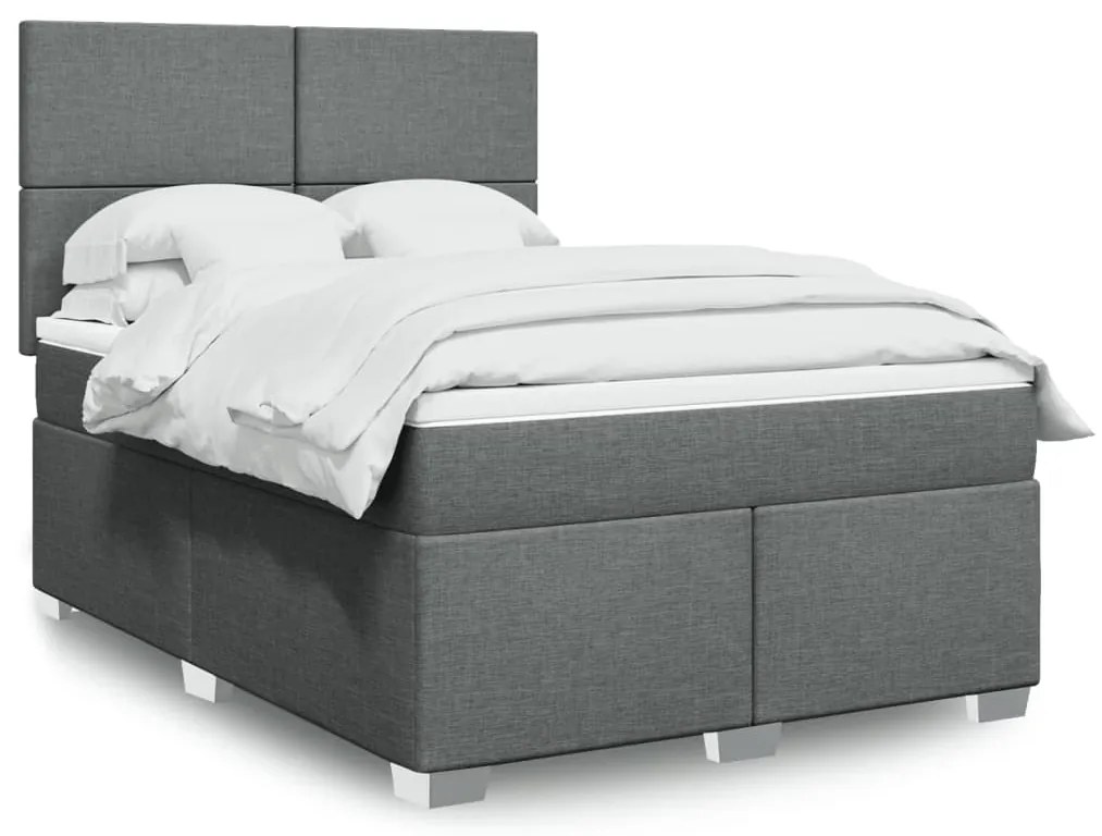 Cama com molas/colchão 140x200 cm tecido cinzento-escuro
