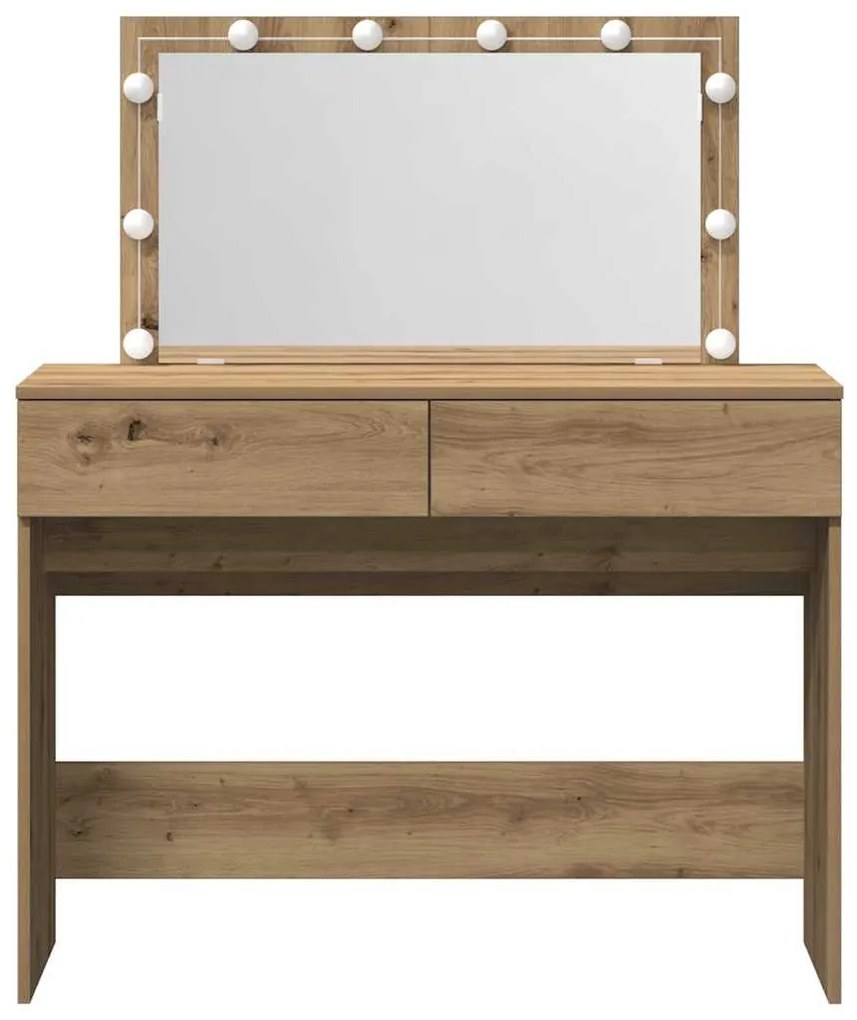 Mesa de Maquiagem com LED Carvalho Artesanal 100x40x120 cm