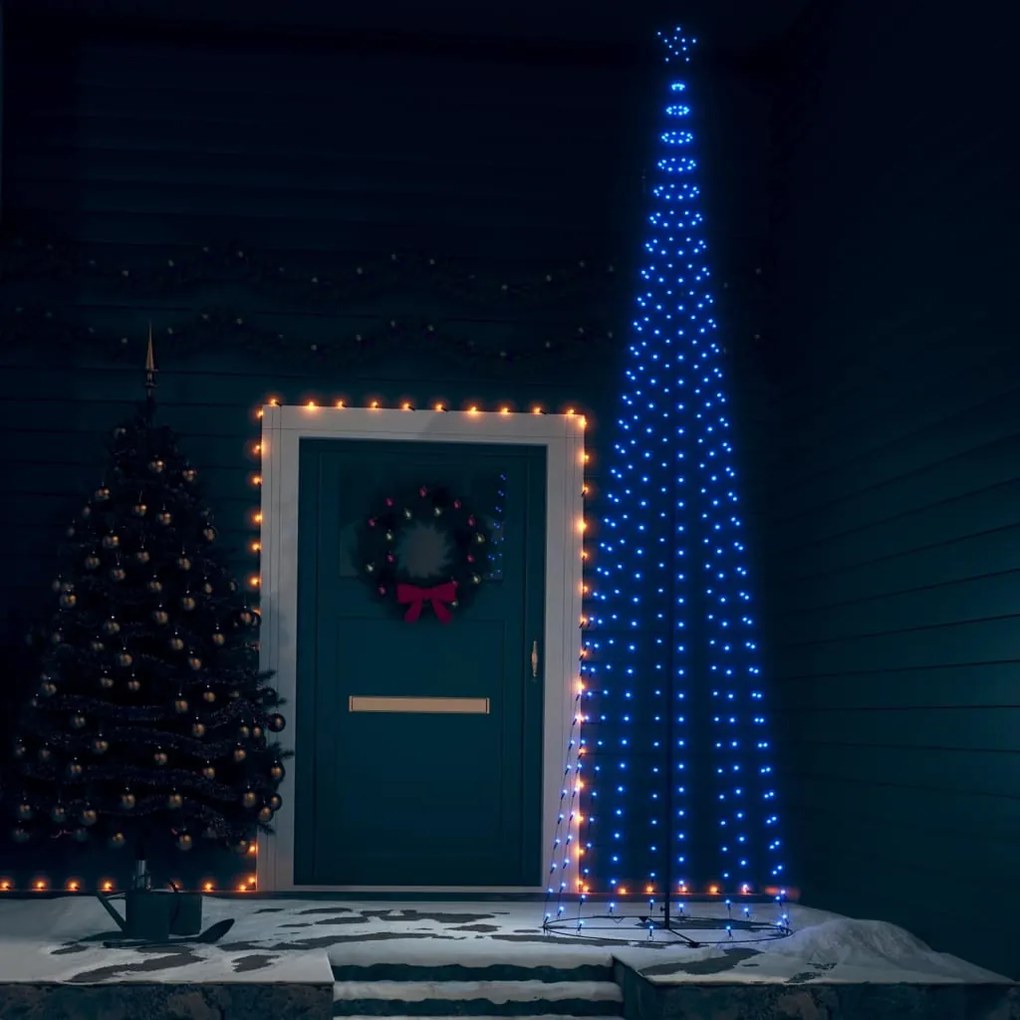 vidaXL Árvore de Natal em cone c/ 400 luzes LED 100x360 cm azul