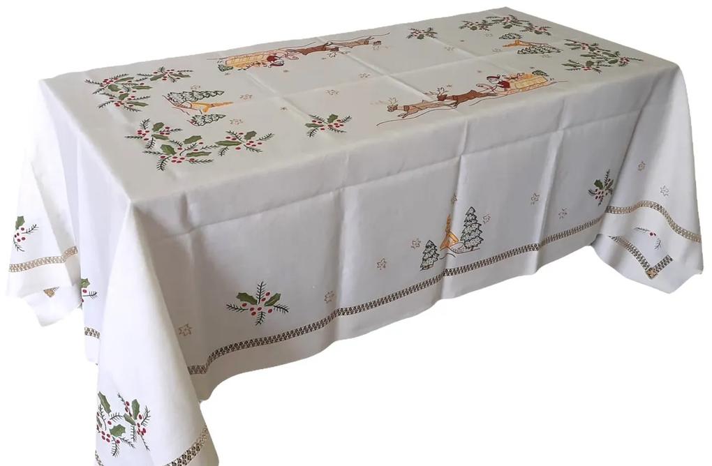 175x275 cm Toalha de mesa de linho bordada a mão -  bordados da lixa - Creative Navidad / Natal