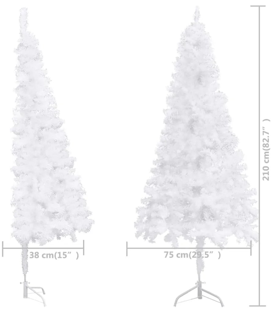 Árvore de Natal artificial de canto 210 cm PVC branco