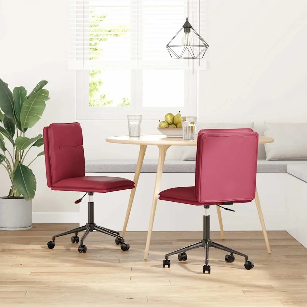 vidaXL Cadeiras de jantar 2 pcs couro artificial vermelho-tinto
