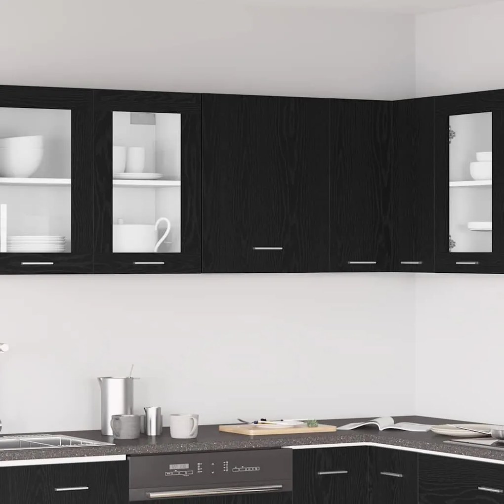 vidaXL Armário Suspenso de Carvalho Preto 50x31x60 cm, feito de madeira de engenharia