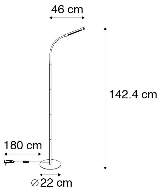 Candeeiro de pé design preto com LED e dimmer tátil - Palka Design