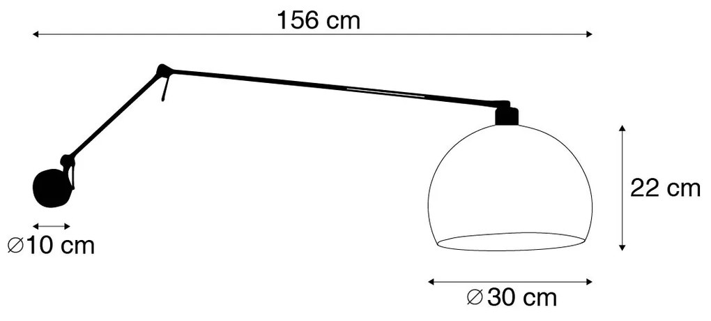 Candeeiro de parede preto com abaajur branco 30 cm ajustável - Blitz Moderno