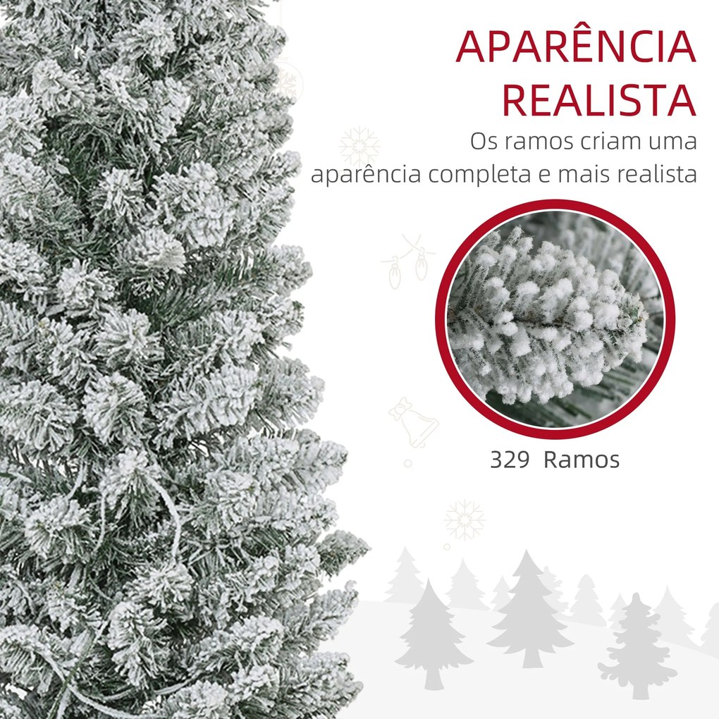 Árvore de Natal 180 cm Árvore de Natal Artificial Nevada com 150 Luzes