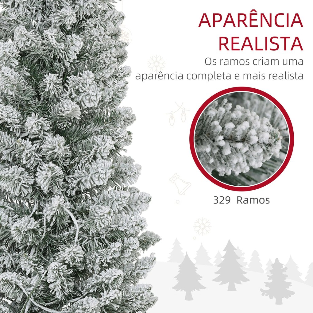 HOMCOM Árvore de Natal 180 cm Árvore de Natal Artificial Nevada com 15