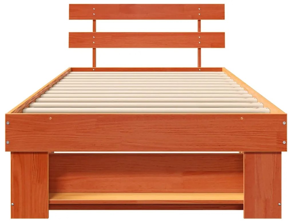 Estrutura da Cama com cabeceira Castanho-mel 90 x 190 cm