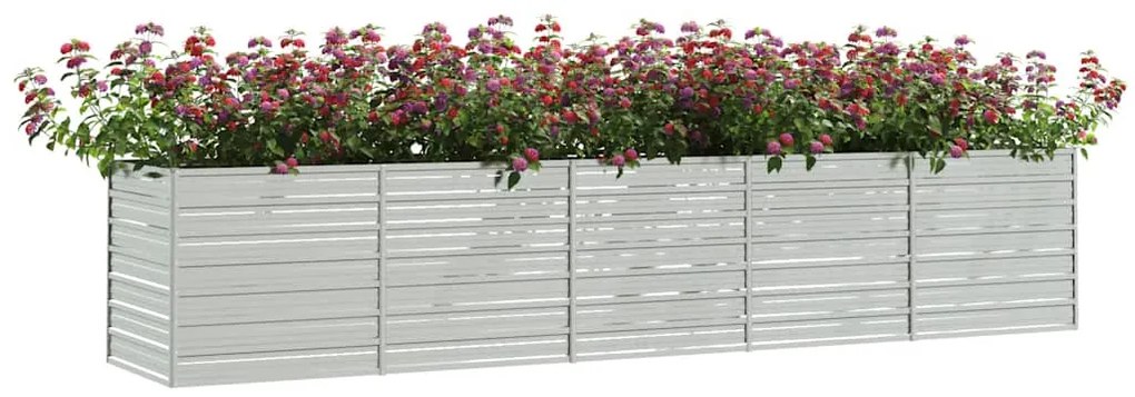 Canteiro elevado de jardim 400x80x77cm aço galvanizado prateado