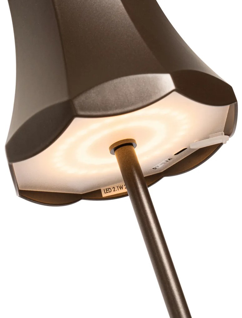 Conjunto de 2 candeeiros de mesa retro bronze escuro recarregáveis IP44 - Granny