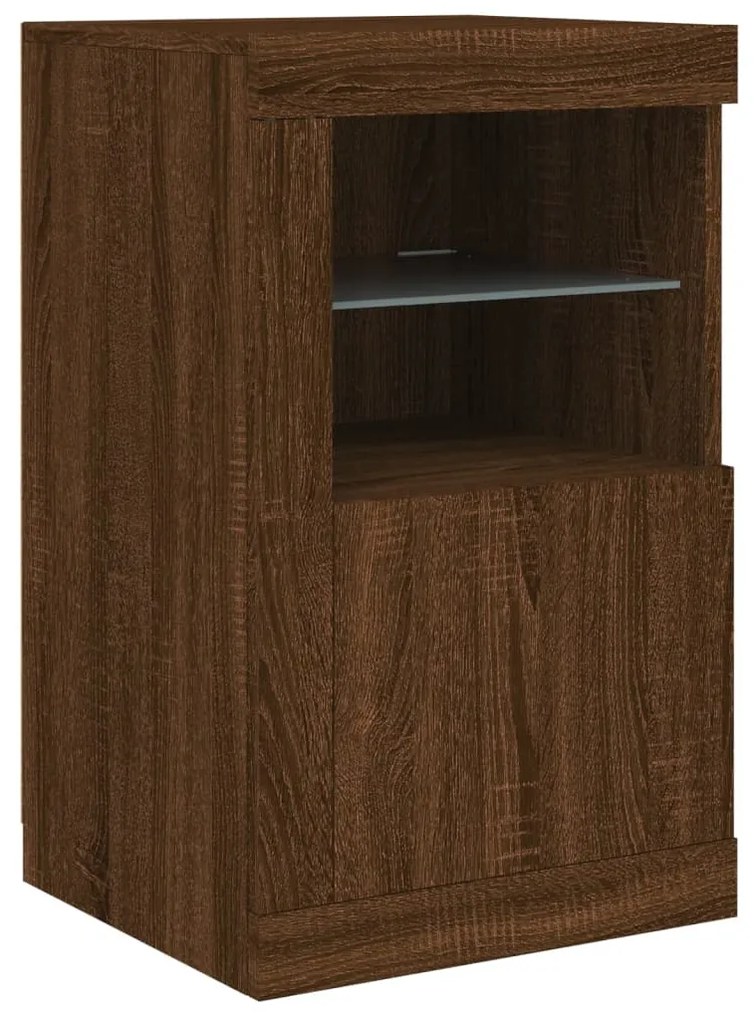 Aparador com luzes LED 123x37x67 cm carvalho castanho